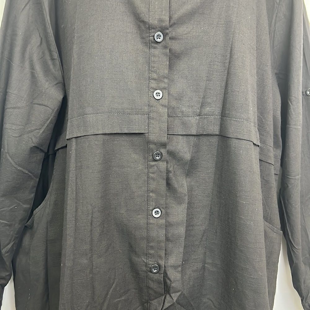 Hotouch black linen shirt dress coverup NWT size XXXL - Picture 3 of 12